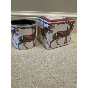 1993 Potpourri Designs Reindeer Carousel Collectible Mug With Box